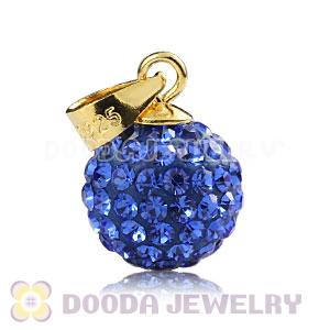 Gold Plated Silver 10mm Blue Czech Crystal Pendants Wholesale