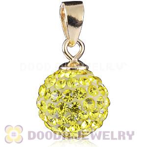 Gold Plated Silver 10mm Yellow Czech Crystal Pendants Wholesale