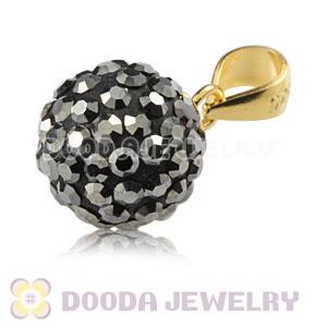 Gold Plated Silver 10mm Grey Czech Crystal Pendants Wholesale