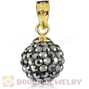 Gold Plated Silver 10mm Grey Czech Crystal Pendants Wholesale