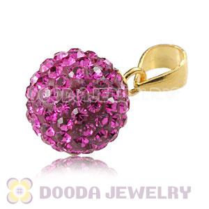 Gold Plated Silver 10mm Magenta Czech Crystal Pendants Wholesale