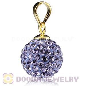 Gold Plated Silver 10mm Lavender Czech Crystal Pendants Wholesale