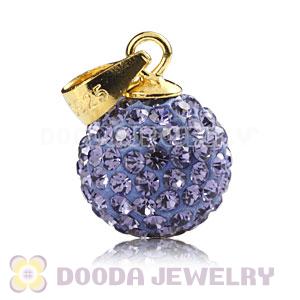 Gold Plated Silver 10mm Lavender Czech Crystal Pendants Wholesale