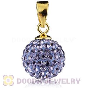 Gold Plated Silver 10mm Lavender Czech Crystal Pendants Wholesale