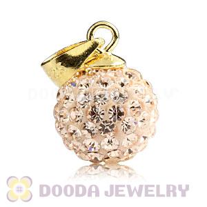 Gold Plated Silver 10mm Pink Czech Crystal Pendants Wholesale