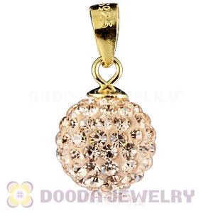 Gold Plated Silver 10mm Pink Czech Crystal Pendants Wholesale
