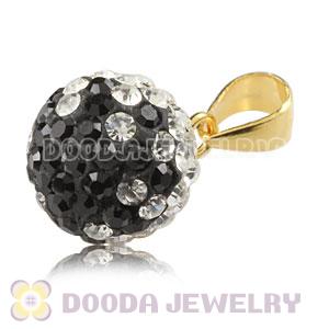 Gold Plated Silver 10mm Black-White Czech Crystal Pendants Wholesale