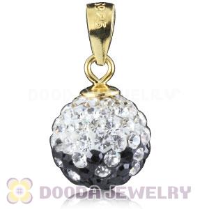 Gold Plated Silver 10mm Black-White Czech Crystal Pendants Wholesale
