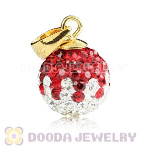 Gold Plated Silver 10mm Red-White Czech Crystal Pendants Wholesale