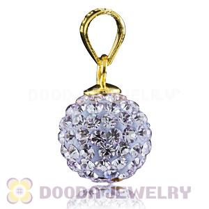 Gold Plated Silver 10mm Lavender Czech Crystal Pendants Wholesale