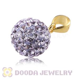 Gold Plated Silver 10mm Lavender Czech Crystal Pendants Wholesale