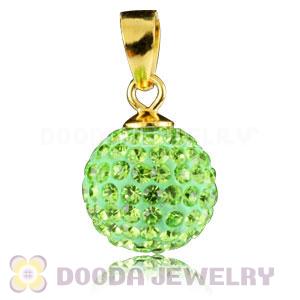 Gold Plated Silver 10mm Lime Czech Crystal Pendants Wholesale
