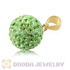 Gold Plated Silver 10mm Lime Czech Crystal Pendants Wholesale