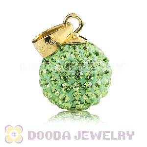 Gold Plated Silver 10mm Lime Czech Crystal Pendants Wholesale