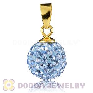 Gold Plated Silver 10mm Blue Czech Crystal Pendants Wholesale