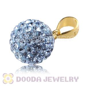 Gold Plated Silver 10mm Blue Czech Crystal Pendants Wholesale