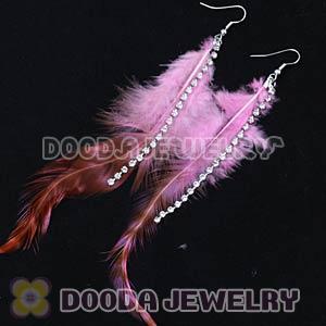 Pink Long Crystal Feather Earrings Forever 21 Wholesale