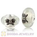 Painted Butterfly Fluorescent European Glass Beads in 925 Silver Core