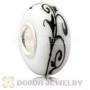 Painted Vine European Lampwork Glass Art Beads in 925 Silver Core