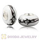 Painted Seaweed European Lampwork Glass Art Beads in 925 Silver Core