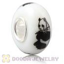 Painted Panda European Lampwork Glass Art Beads in 925 Silver Core