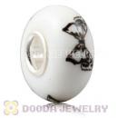 Painted Butterfly European Lampwork Glass Art Beads in 925 Silver Core