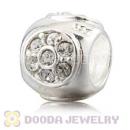 Authentic Sterling Silver Charm Beads With Clear Stones