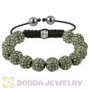 Green Crystal Disco Ball Bead Bracelet With Hematite Wholesale