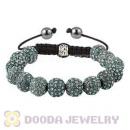 Cyan Crystal Disco Ball Bead Bracelet With Hematite Wholesale