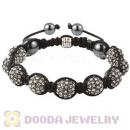 White Crystal Disco Ball Bead Bracelet With Hematite Wholesale