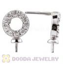 Sterling Silver Inlay CZ Stone Earring Component Findings Wholesale