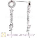 Sterling Silver Inlay CZ Stone Earring Component Findings Wholesale