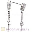 Sterling Silver Inlay CZ Stone Earring Component Findings Wholesale