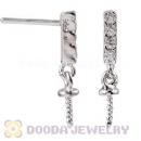 Sterling Silver Inlay CZ Stone Earring Component Findings Wholesale