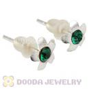 Sterling Silver Flower With Blue CZ Stud Earrings Wholesale