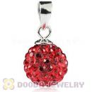 Sterling Silver 10mm Red Czech Crystal Pendants Wholesale