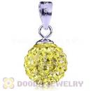 Sterling Silver 10mm Yellow Czech Crystal Pendants Wholesale