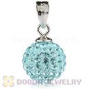 Sterling Silver 10mm Cyan Czech Crystal Pendants Wholesale