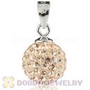 Sterling Silver 10mm Pink Czech Crystal Pendants Wholesale