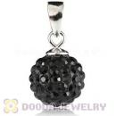 Sterling Silver 10mm Black Czech Crystal Pendants Wholesale