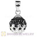 Sterling Silver 10mm Black-White Czech Crystal Pendants Wholesale