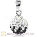 Sterling Silver 10mm Black-White Czech Crystal Pendants Wholesale