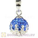 Sterling Silver 10mm Blue-White Czech Crystal Pendants Wholesale