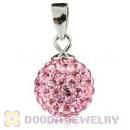 Sterling Silver 10mm Pink Czech Crystal Pendants Wholesale