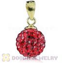 Gold Plated Silver 10mm Red Czech Crystal Pendants Wholesale