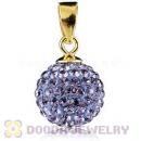Gold Plated Silver 10mm Lavender Czech Crystal Pendants Wholesale