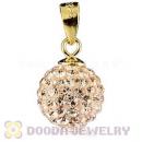 Gold Plated Silver 10mm Pink Czech Crystal Pendants Wholesale