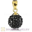 Gold Plated Silver 10mm Black Czech Crystal Pendants Wholesale