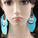 Cyan Tibetan Jaderic Bohemia Grizzly Feather Earrings Wholesale