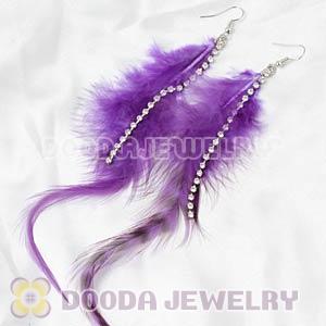 Purple Long Crystal Feather Earrings Forever 21 Wholesale